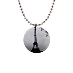 Vintage France Paris Eiffel Tour Seine At Dusk 1970 Mini Button Necklace by Vintagephotos