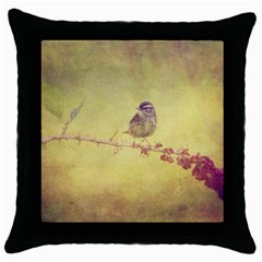 Palm Warbler Black Throw Pillow Case by heathergreen