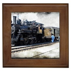 The Steam Train Framed Ceramic Tile by AkaBArt