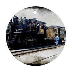 The Steam Train Ceramic Ornament (round) by AkaBArt