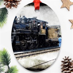 The Steam Train Ceramic Ornament (oval) by AkaBArt