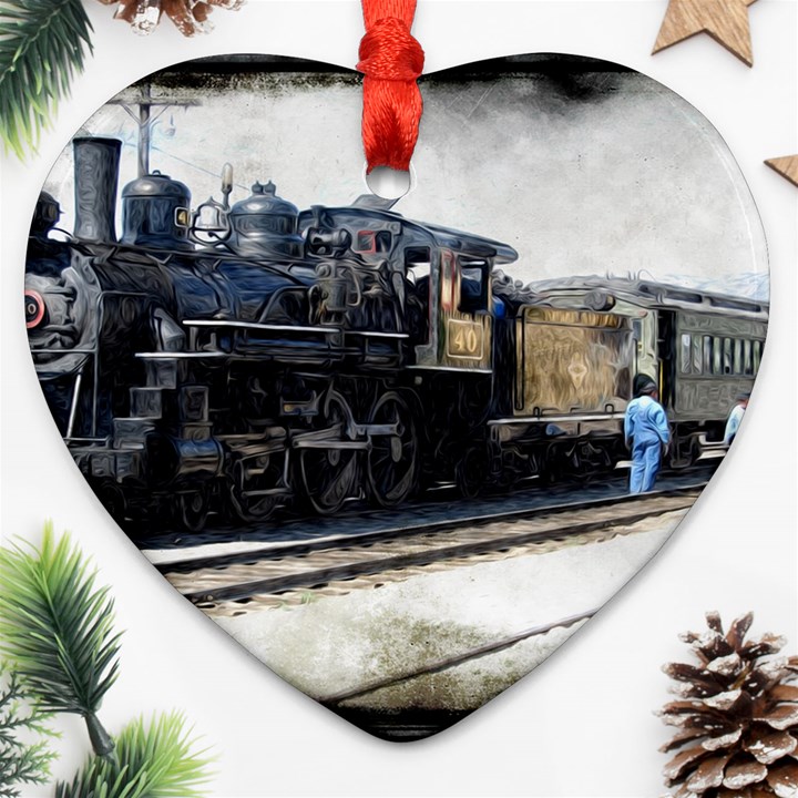 The Steam Train Ceramic Ornament (Heart)