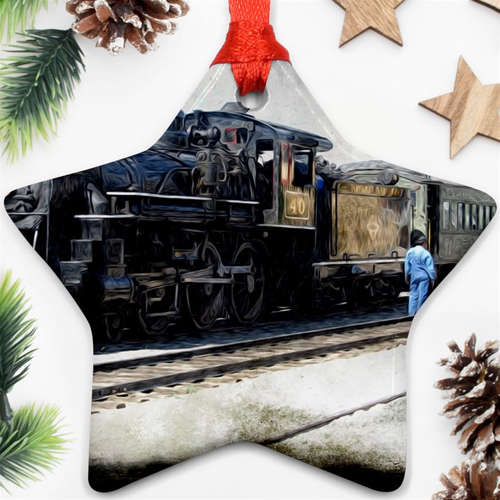 The Steam Train Ceramic Ornament (Star)