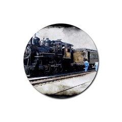 The Steam Train Rubber Drinks Coaster (round) by AkaBArt