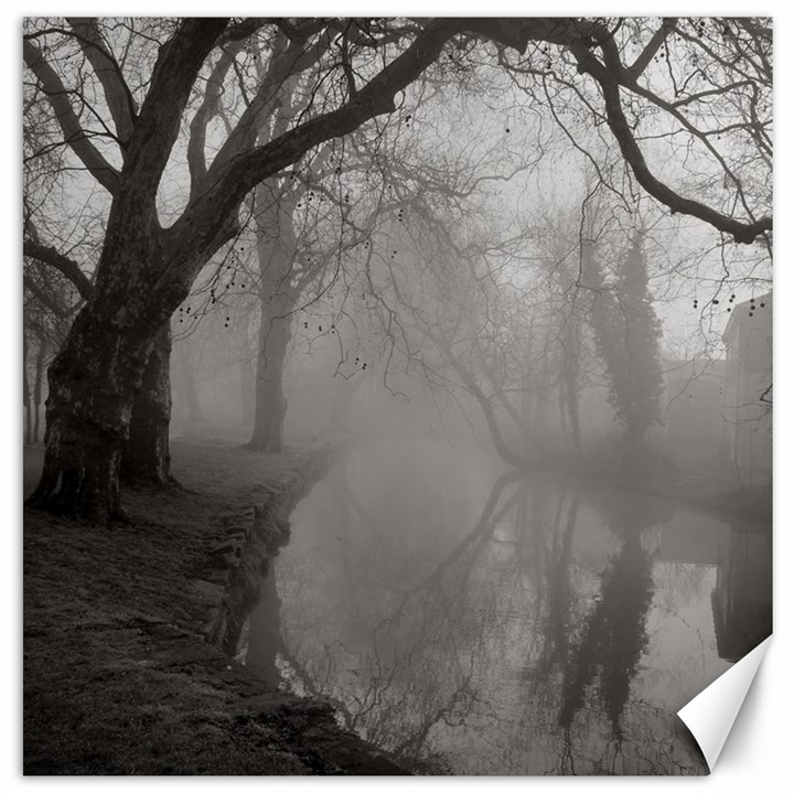 Foggy morning, Oxford 12  x 12  Unframed Canvas Print