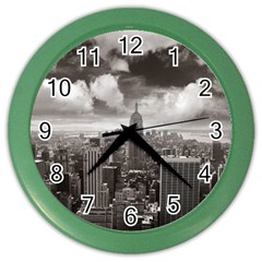 New York, Usa Colored Wall Clock by artposters