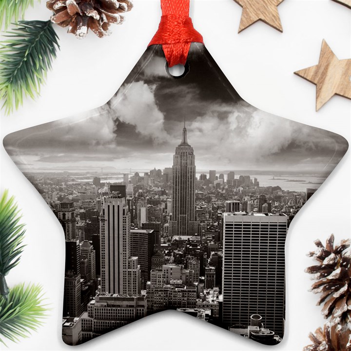 New York, USA Twin-sided Ceramic Ornament (Star)