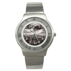 New York, Usa Stainless Steel Watch (round)