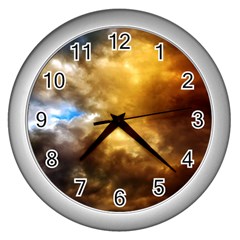 Cloudscape Silver Wall Clock by artposters