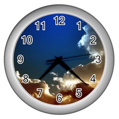 Cloudscape Silver Wall Clock by artposters