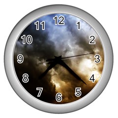 Cloudscape Silver Wall Clock by artposters