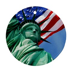 Statue Of Liberty, New York Ceramic Ornament (round) by artposters