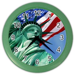 Statue Of Liberty, New York Colored Wall Clock by artposters