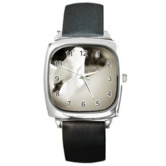 Swan Black Leather Watch (square) by artposters