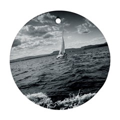 Sailing Twin-sided Ceramic Ornament (round) by artposters