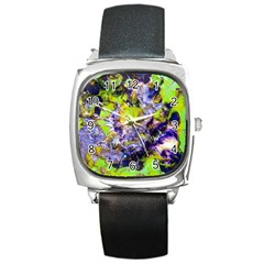 Being Green1a Black Leather Watch (square)