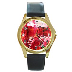 Decisions Black Leather Gold Rim Watch (round) by dawnsebaughinc