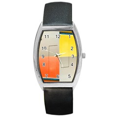 Geometry Black Leather Watch (tonneau)