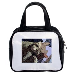 Cat Cartoonizer 2 Twin-sided Satchel Handbag by emmaroulstonedesigns