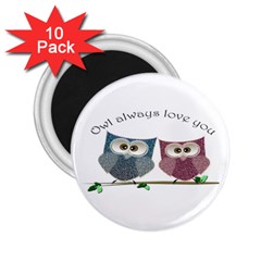 Owl Always Love You, Cute Owls 10 Pack Regular Magnet (round) by DigitalArtDesgins