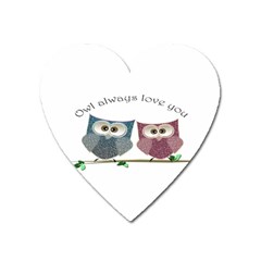 Owl Always Love You, Cute Owls Large Sticker Magnet (heart) by DigitalArtDesgins