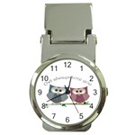 Owl always love you, cute Owls Chrome Money Clip with Watch Front