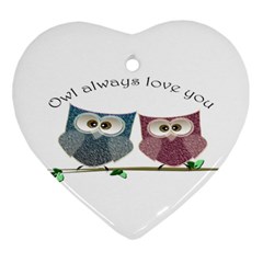 Owl Always Love You, Cute Owls Heart Ornament (two Sides) by DigitalArtDesgins