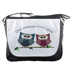 Owl Always Love You, Cute Owls Messenger Bag by DigitalArtDesgins