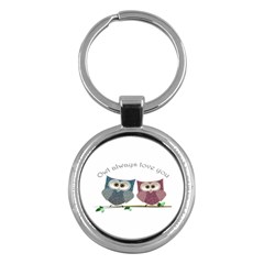 Owl Always Love You, Cute Owls Key Chain (round)