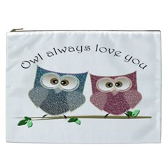 Owl Always Love You, Cute Owls Cosmetic Bag (xxl) by DigitalArtDesgins