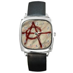 Anarchy Black Leather Watch (square) by VaughnIndustries