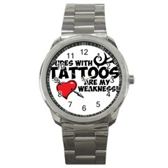 Dudes With Tattoos Stainless Steel Sports Watch (round) by VaughnIndustries