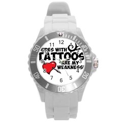 Dudes With Tattoos Round Plastic Sport Watch Large by VaughnIndustries