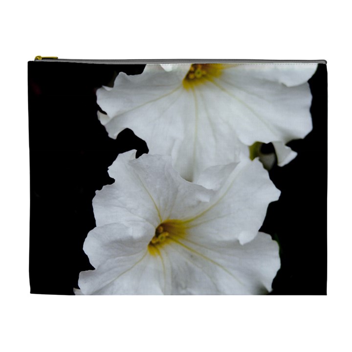 White Peonies   Extra Large Makeup Purse