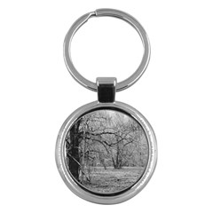 Black And White Forest Key Chain (round) by Elanga