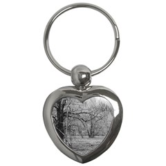 Black And White Forest Key Chain (heart) by Elanga