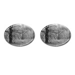 Black and White Forest Oval Cuff Links Front(Pair)