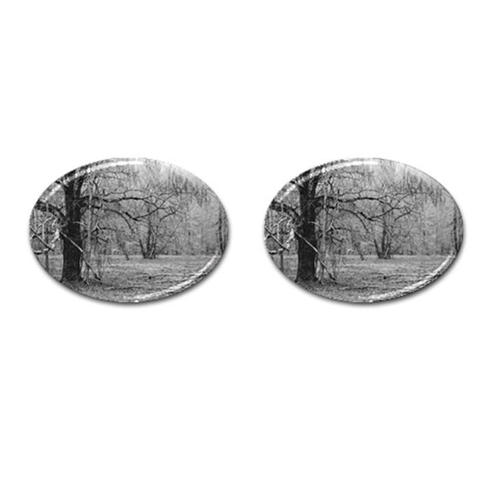 Black and White Forest Oval Cuff Links