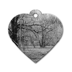 Black And White Forest Twin-sided Dog Tag (heart) by Elanga