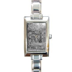 Black And White Forest Classic Elegant Ladies Watch (rectangle) by Elanga