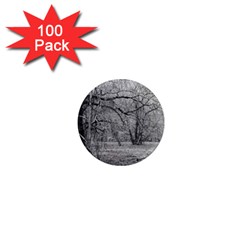 Black And White Forest 100 Pack Mini Magnet (round) by Elanga