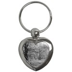 Black and White Forest Key Chain (Heart) Front