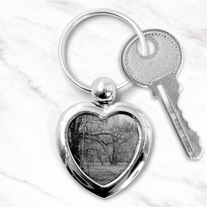 Black and White Forest Key Chain (Heart)