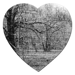 Black And White Forest Jigsaw Puzzle (heart) by Elanga