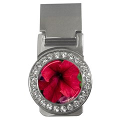 Red Peonies Money Clip With Gemstones (round)