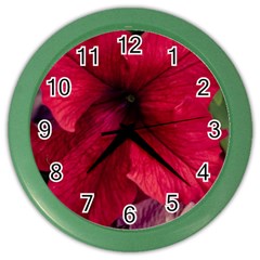 Red Peonies Colored Wall Clock by Elanga