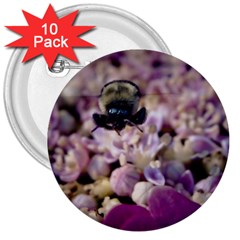 Flying Bumble Bee 10 Pack Large Button (round) by Elanga