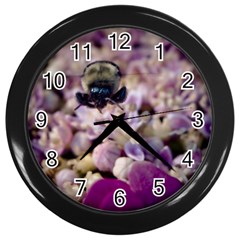 Flying Bumble Bee Black Wall Clock by Elanga