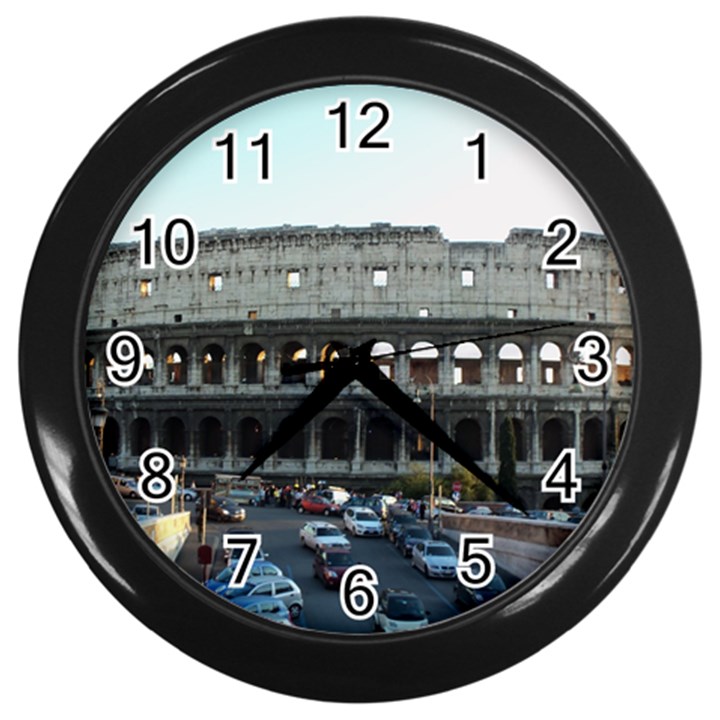 Roman Colisseum Black Wall Clock