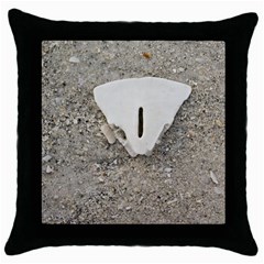 Quarter Of A Sand Dollar Black Throw Pillow Case by Elanga